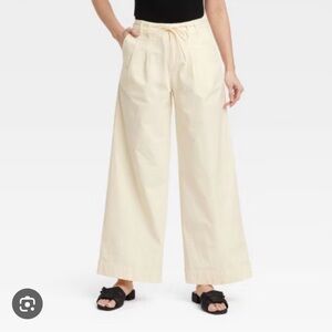Cream Wide-Leg Chino pants